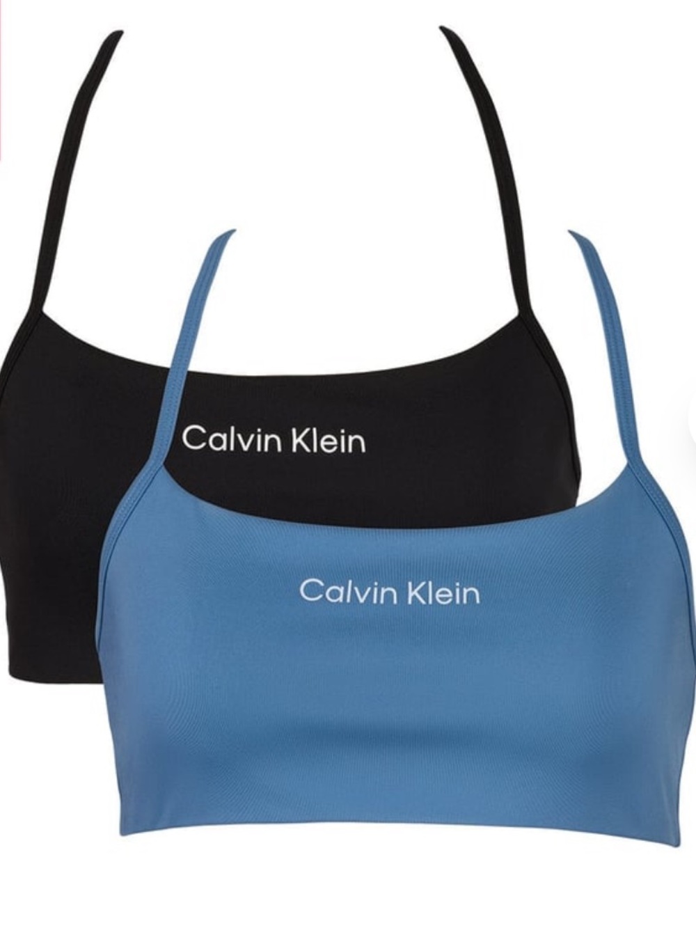 Calvin Klein Black & Blue Slim-Strap Bralette Duo